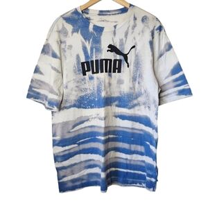 Puma White, Blue, Gray, Acid Wash Graphic Tee Size XLT